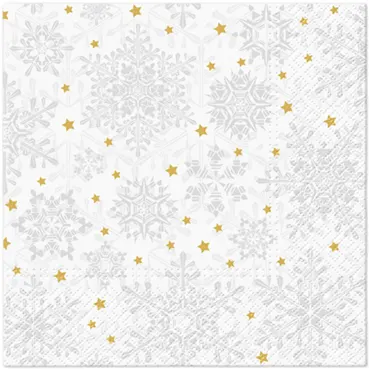 Servietten Lunch 20x Glowing Stars silver, 33x33cm
