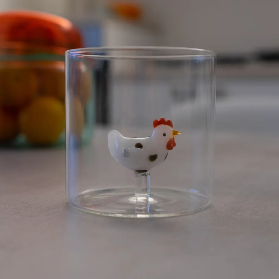 Glas aus Borosilikat 250ml Weisses Huhn