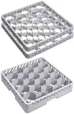Gläser Spülkorb 20 Fächer 2Aufsatz max Glas H16.5cm D9cm