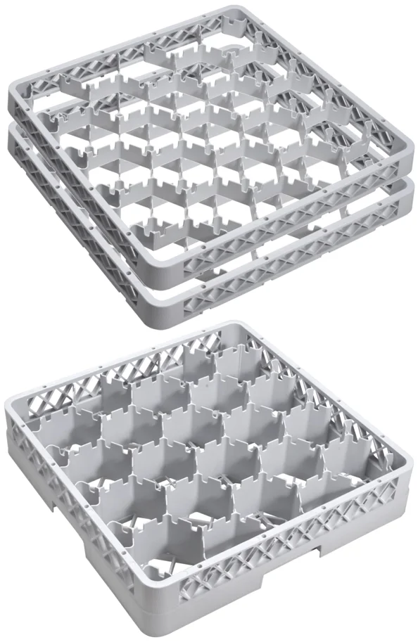 Gläser Spülkorb 20 Fächer 2Aufsatz max Glas H16.5cm D9cm