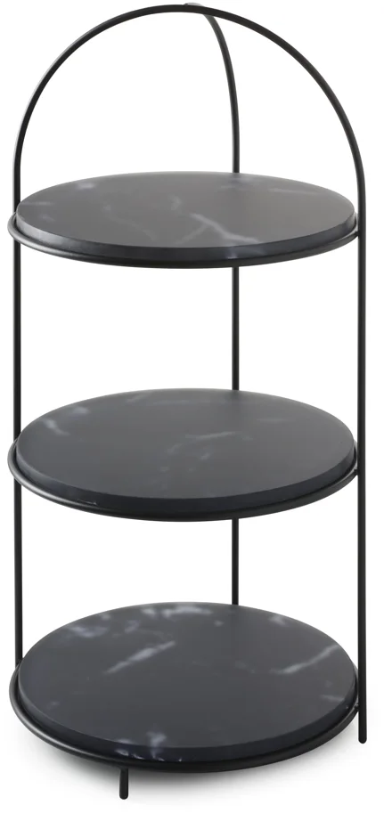 IBR Tablett rund D21cm für Etagere XL Nacryl schwarz marmor