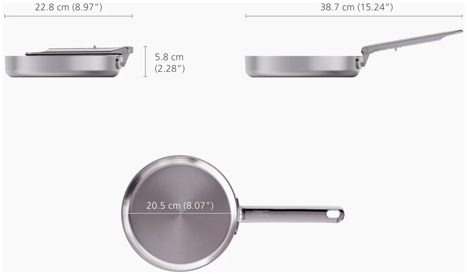 Space Steel Bratpfanne D20cm Edelstahl mit Klappgriff