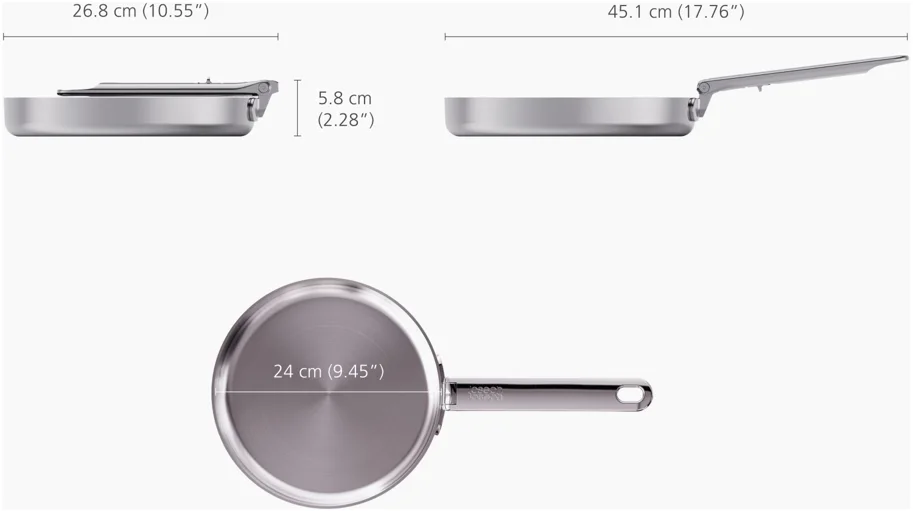 Space Steel Bratpfanne D24cm Edelstahl mit Klappgriff