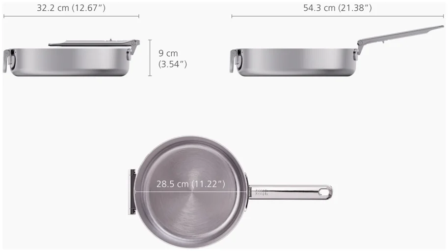 Space Steel Stielkasserolle D28cm Edelstahl Klappgriff