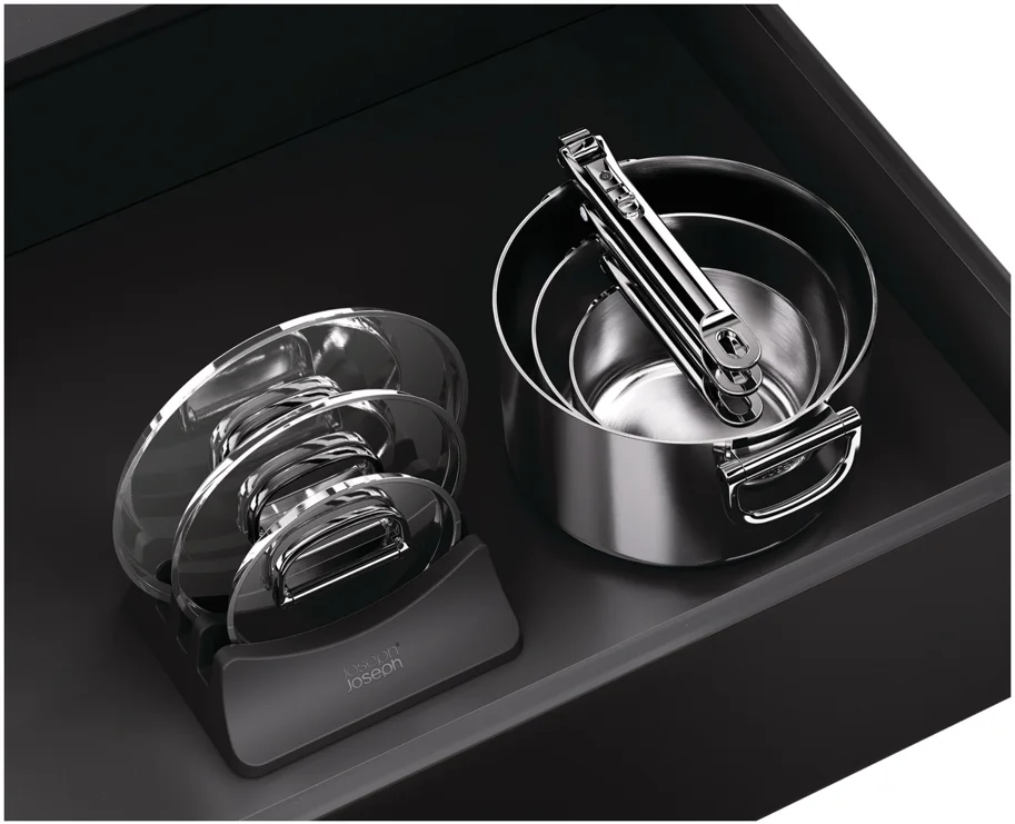 3er Set Space Steel Stielkasserolle Klappgriff 15+19+23cm