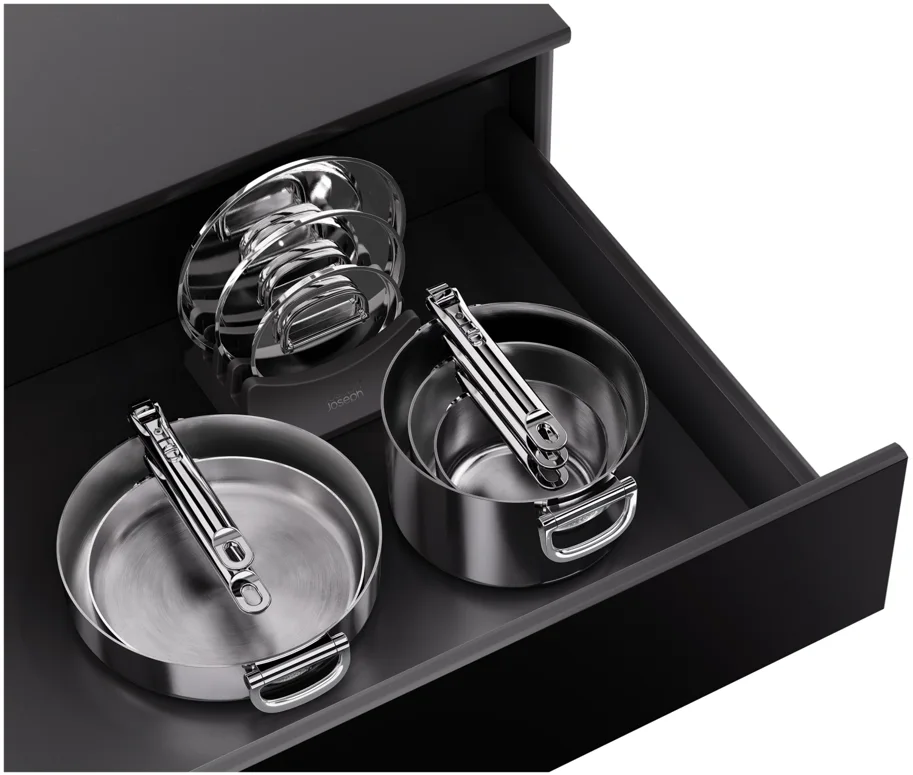 5er Set Space Steel Pfannenset Klappgriff 15+19+23+24+28cm