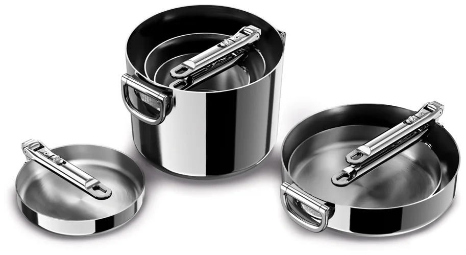 6er Set Space Steel Pfannenset Klappgr. 15+19+20+24+28+25cm