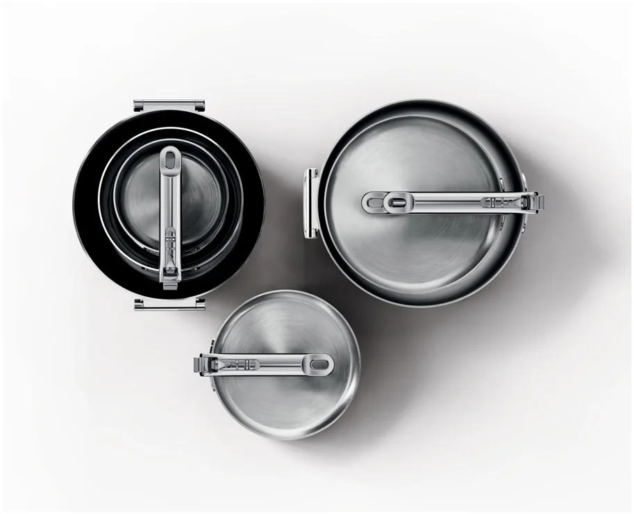 6er Set Space Steel Pfannenset Klappgr. 15+19+20+24+28+25cm