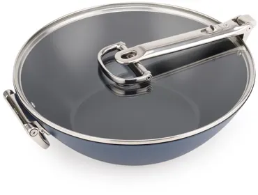 Space Wok D32cm Edelstahl mit Klappgriff und Deckel antihaft