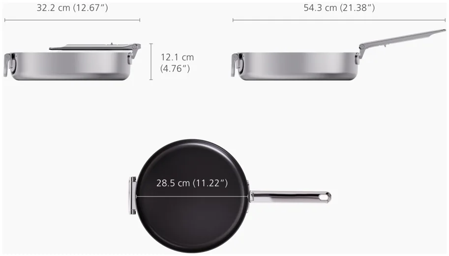 Space Steel Bratpfanne D28cm Edelstahl Klappgriff antihaft