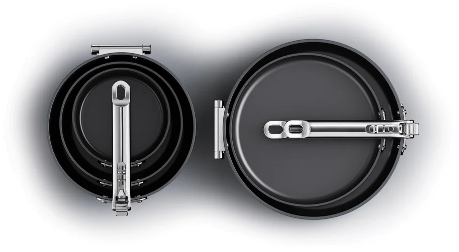 5er Set Space Kochset 15+19+23+24+28cm +3x Pfannenschutz