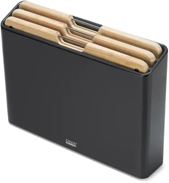 Folio Schneidbrett 3tlg Bambus mit Edelstahl Aufbewahrung