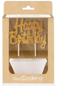 24 Cupcake Formen und 12 Cake Toppers Happy Birthday