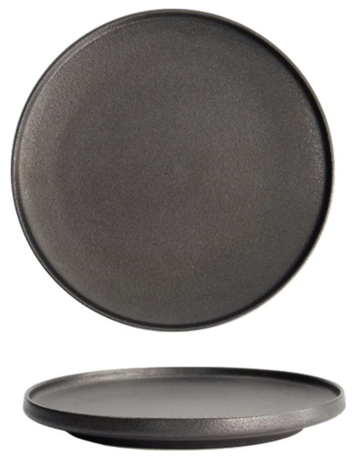 Yuzu Schwarz Teller mit Rand D20.6cm
