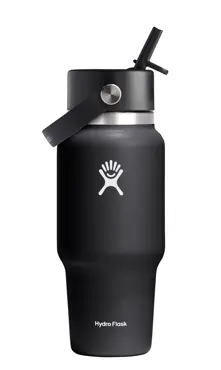 Trinkflasche Travel Wide Flex Deckel Strohhalm 700ml schwarz