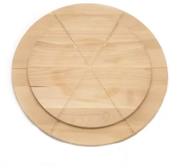 Pizzabrett mit Einteilung D35cm Buche