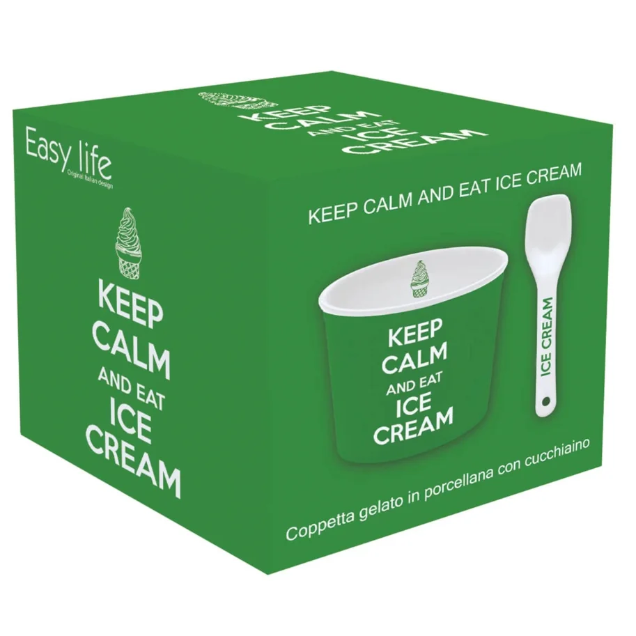 Keep Calm Porzellan Eisbecher, grün, D8.5cm