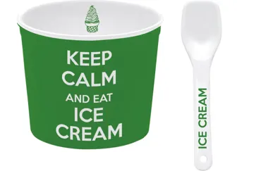 Keep Calm Porzellan Eisbecher, grün, D8.5cm