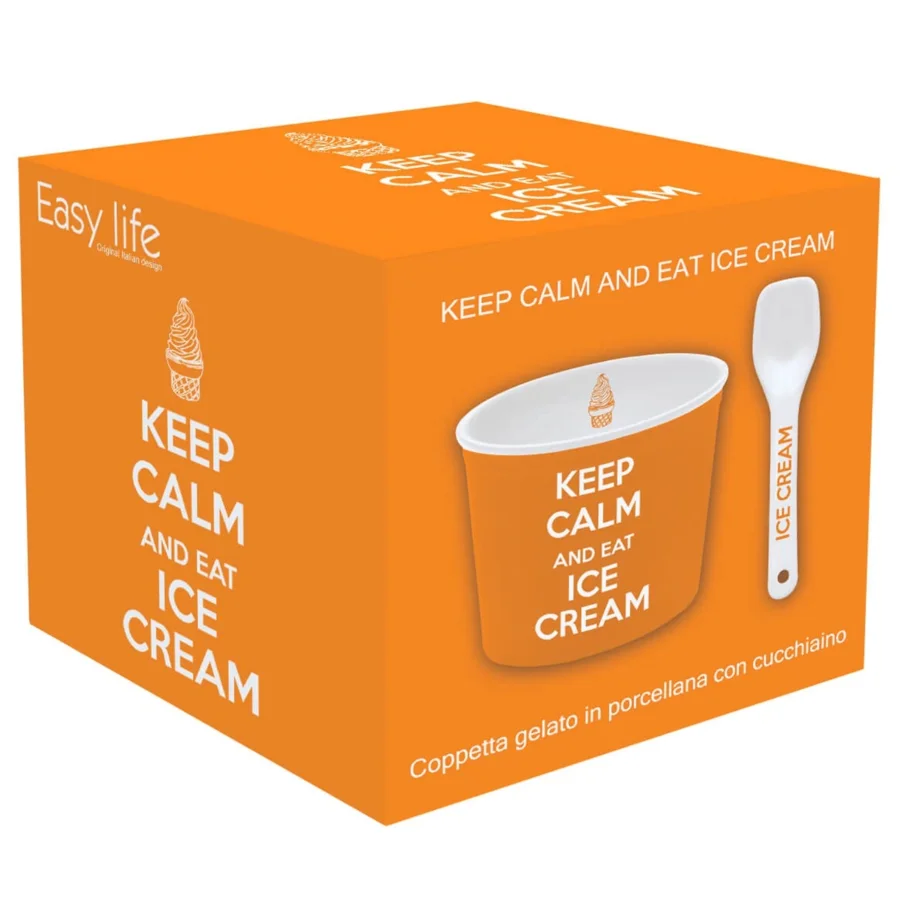 Keep Calm Porzellan Eisbecher, orange, D8.5cm