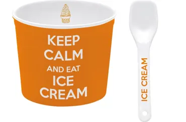 Keep Calm Porzellan Eisbecher, orange, D8.5cm