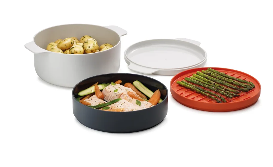4er Set M-Cuisine Mikrowellenkocher grau orange