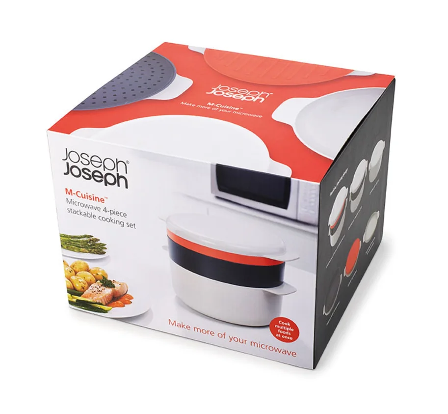 4er Set M-Cuisine Mikrowellenkocher grau orange