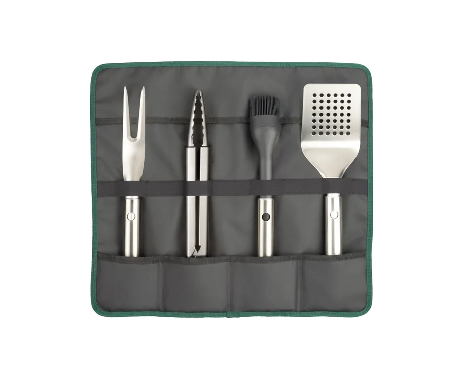 4er Set GrillOut BBQ-Utensilien Set mit Etui Edelstahl