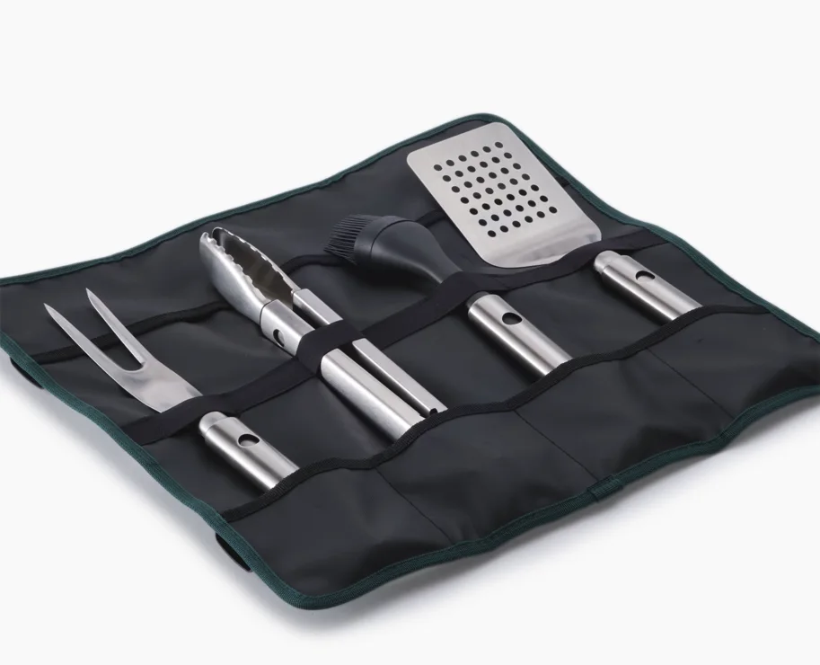 4er Set GrillOut BBQ-Utensilien Set mit Etui Edelstahl