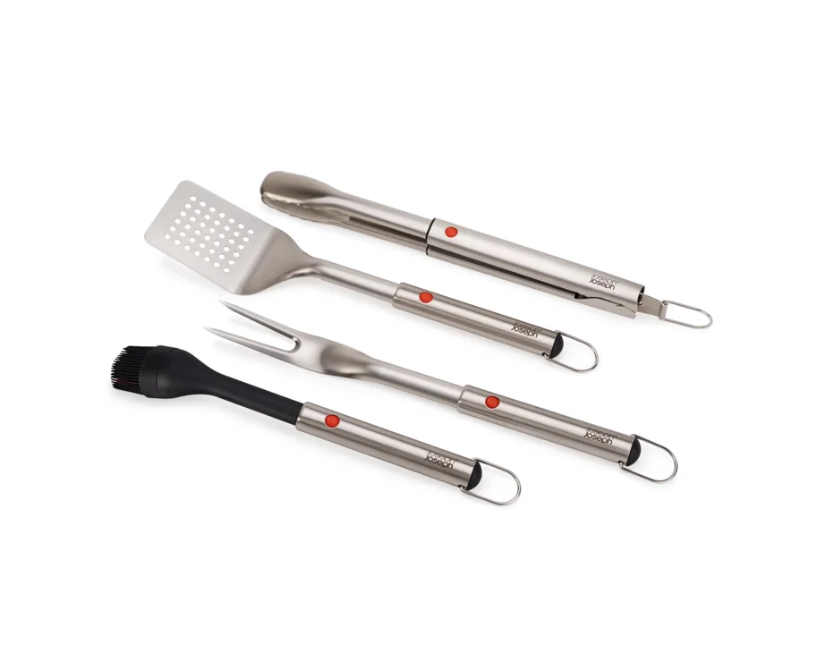 4er Set GrillOut BBQ-Utensilien Set mit Etui Edelstahl