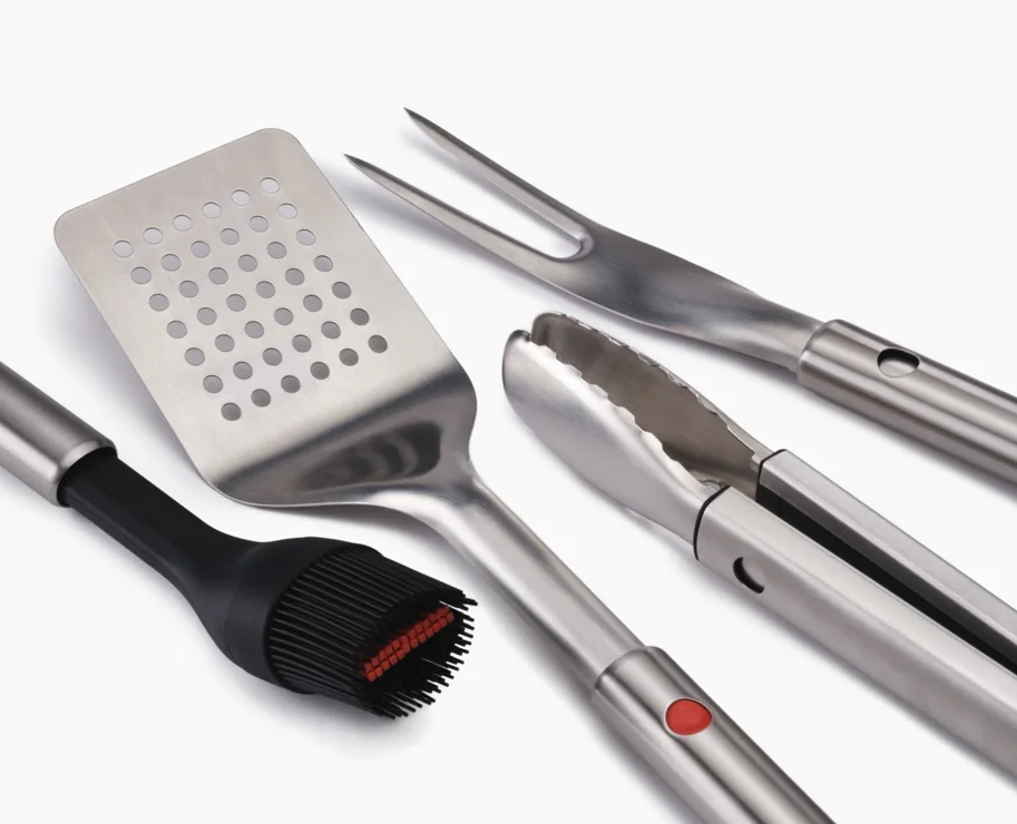 4er Set GrillOut BBQ-Utensilien Set mit Etui Edelstahl