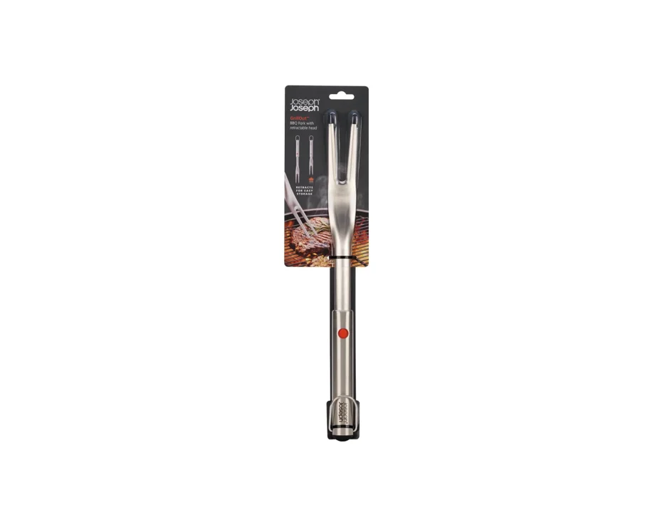 GrillOut BBQ Gabel einziehbarer Kopf  Edelstahl 41.7-35cm
