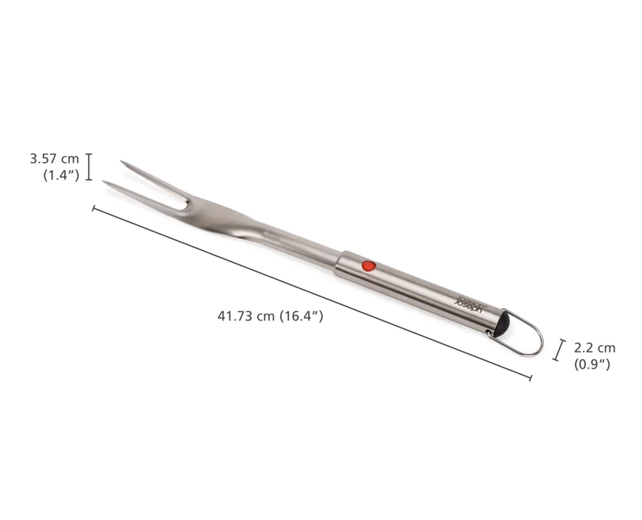 GrillOut BBQ Gabel einziehbarer Kopf  Edelstahl 41.7-35cm