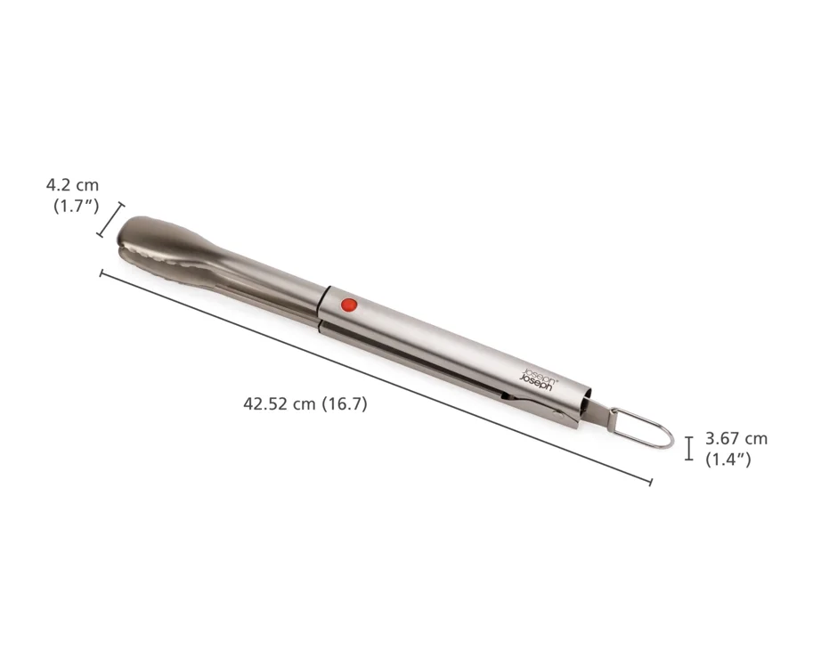 GrillOut BBQ Zange einziehbarer Kopf Edelstahl 42.5-34cm