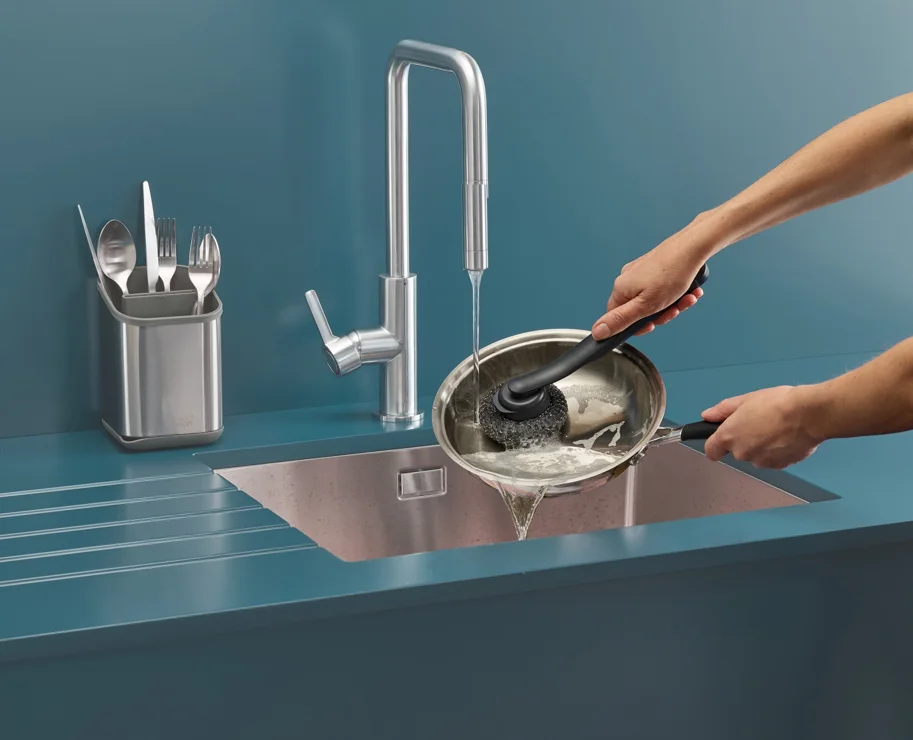 SinkTech Ersatzkopf für Spülbürste Stahlwolle 9x3.5cm