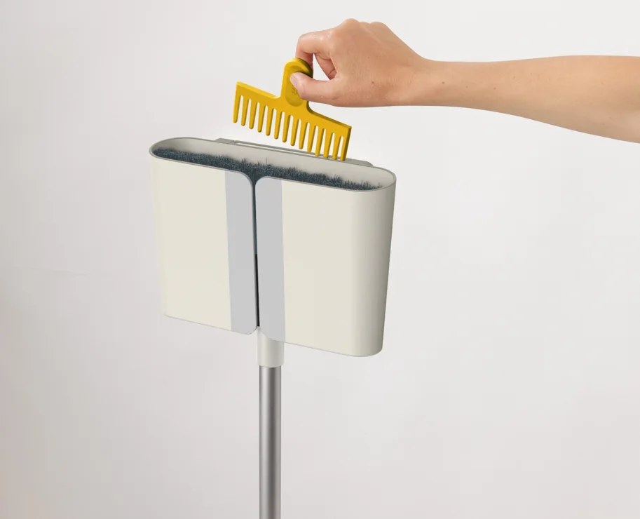 CleanTech Besen mit Wandhalterung 7.8x25.6x93.6cm stone