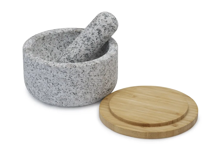 Dash Mörser Stössel aus Granit mit Bambusdeckel