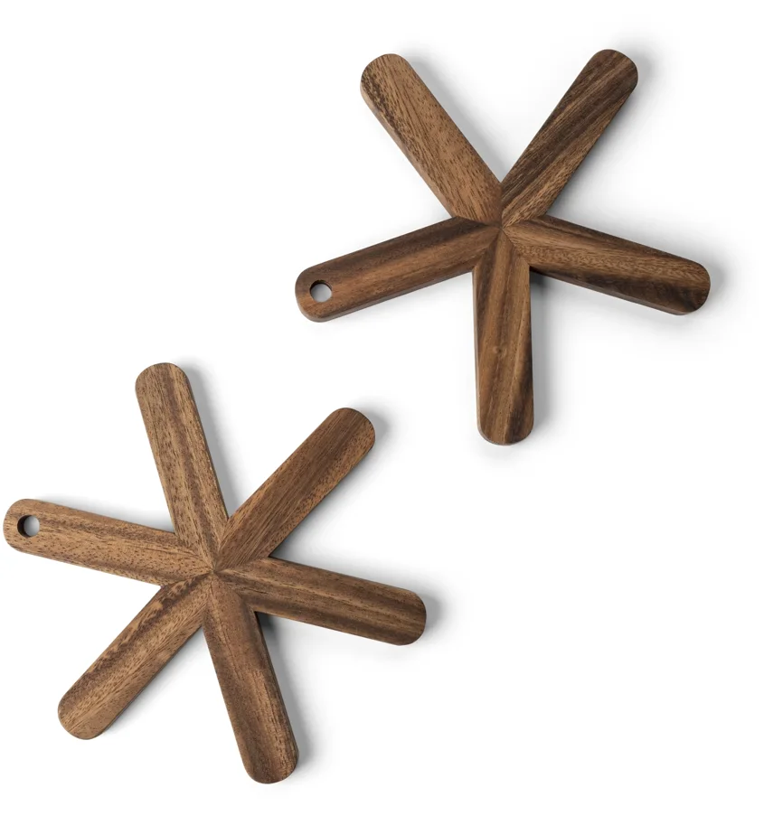 2er Set Akazie Untersetzer Stern 19x1.2cm