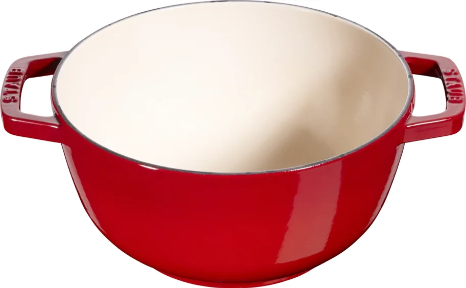 Fondue Set Kirsch-Rot m. 2 Griffen, rund. 18cm