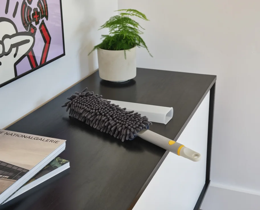 CleanTech Staubwedel mit Hülle 4x8x53cm light stone