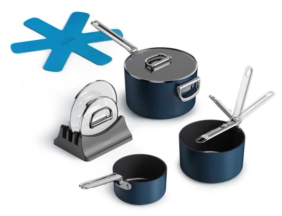 3er Set Space Kochset 15+19+23cm +Deckelhalter +2xSchutz