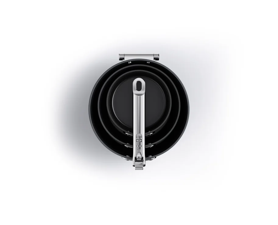 3er Set Space Kochset 15+19+23cm +Deckelhalter +2xSchutz